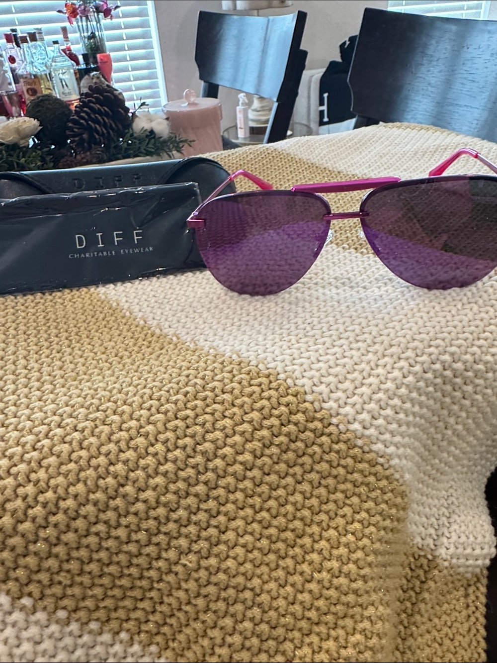 Diff Eyewear Pink Purple Lens Sunglasses